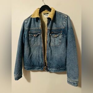Wrangler Blue Denim Jacket with Tan Collar